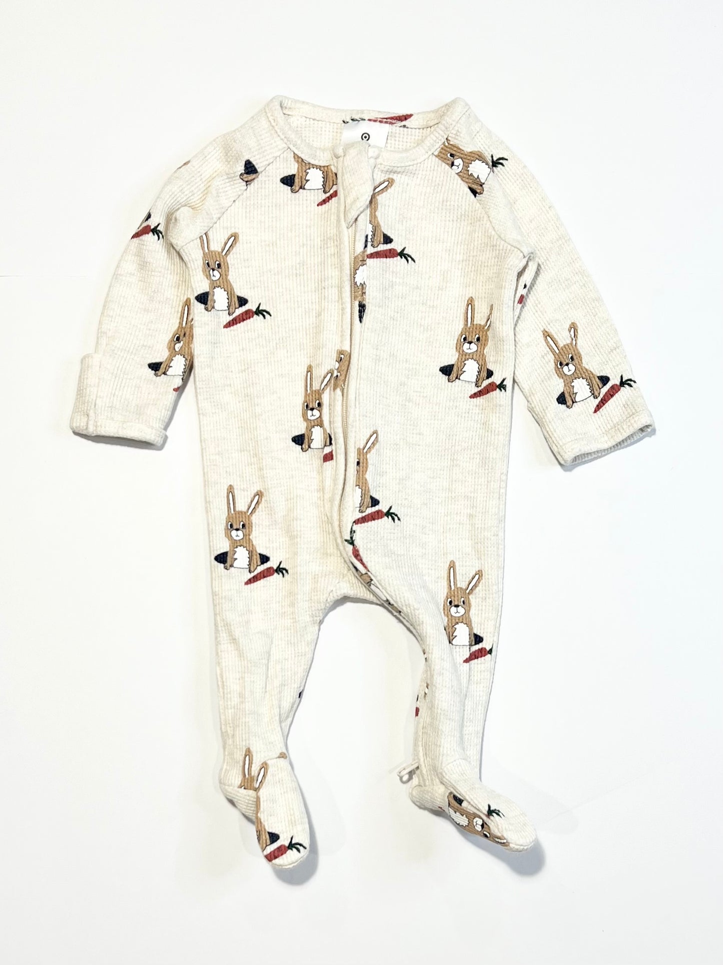Waffle bunny zip onesie - Size 0000