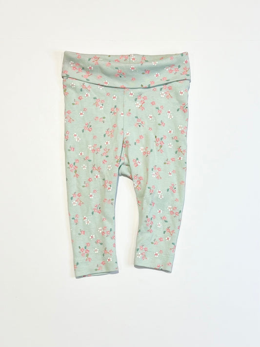 Ribbed floral pants - Size 1-2 months