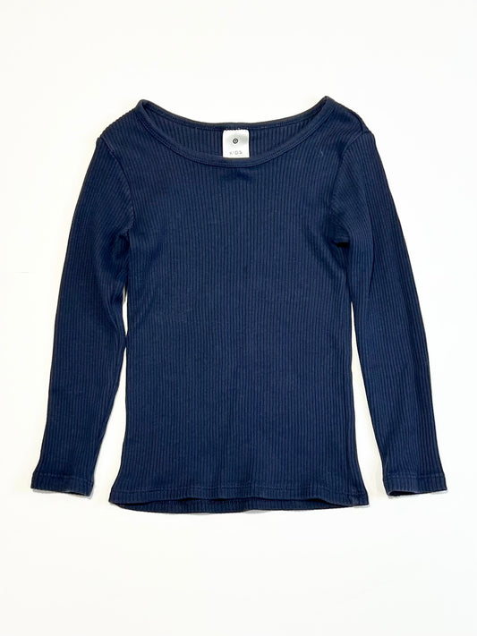 Navy ribbed thermal top - Size 4-6