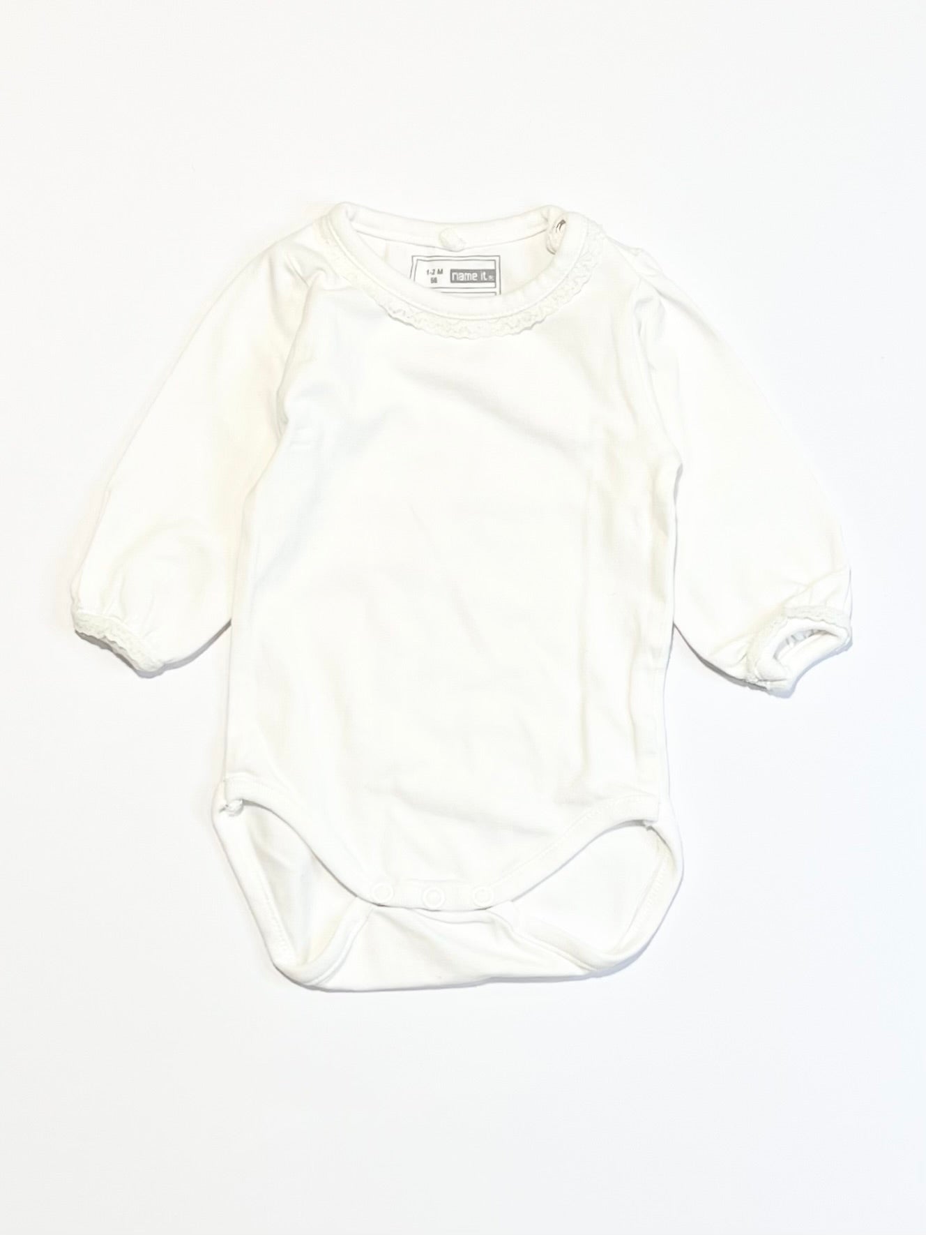 White lace trim bodysuit - Size 1-2 months