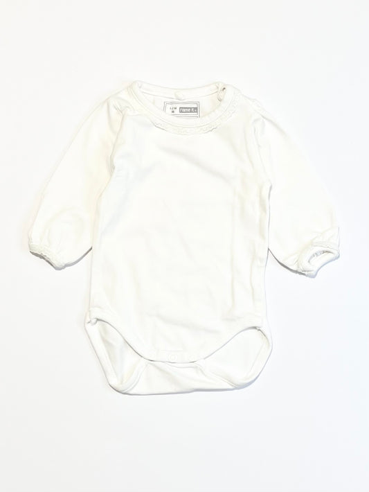 White lace trim bodysuit - Size 1-2 months