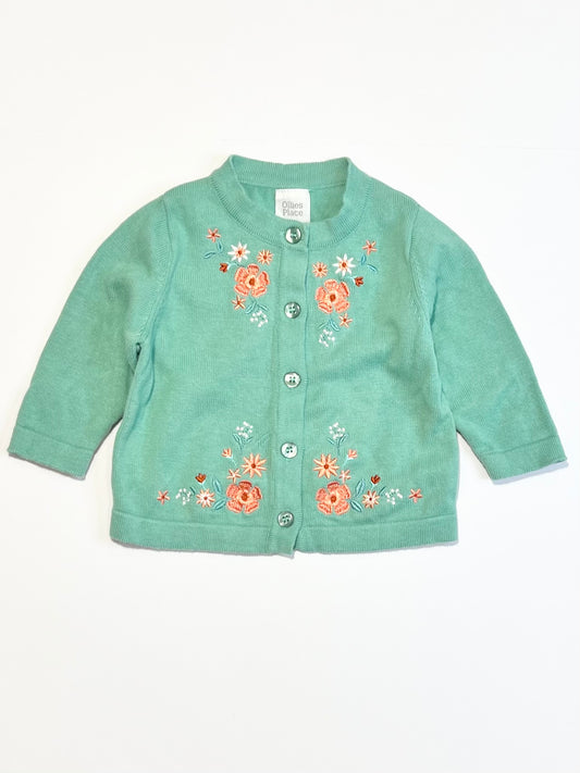 Green embroidered cardigan - Size 000