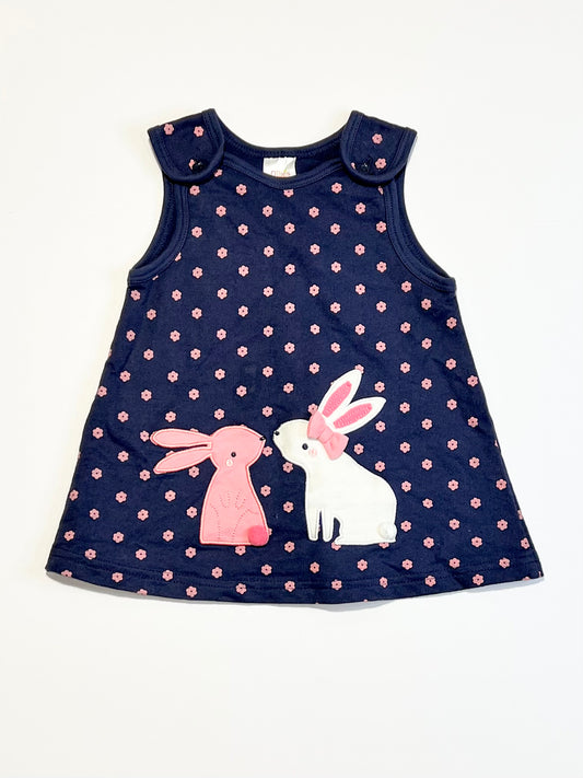 Navy bunnies pinafore - Size 000