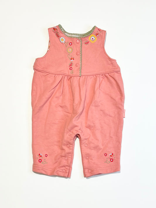 Pink embroidered overalls - Size 000