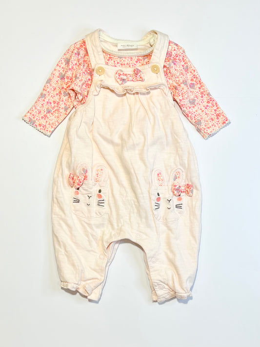 Pink bunny overall set - Size 000