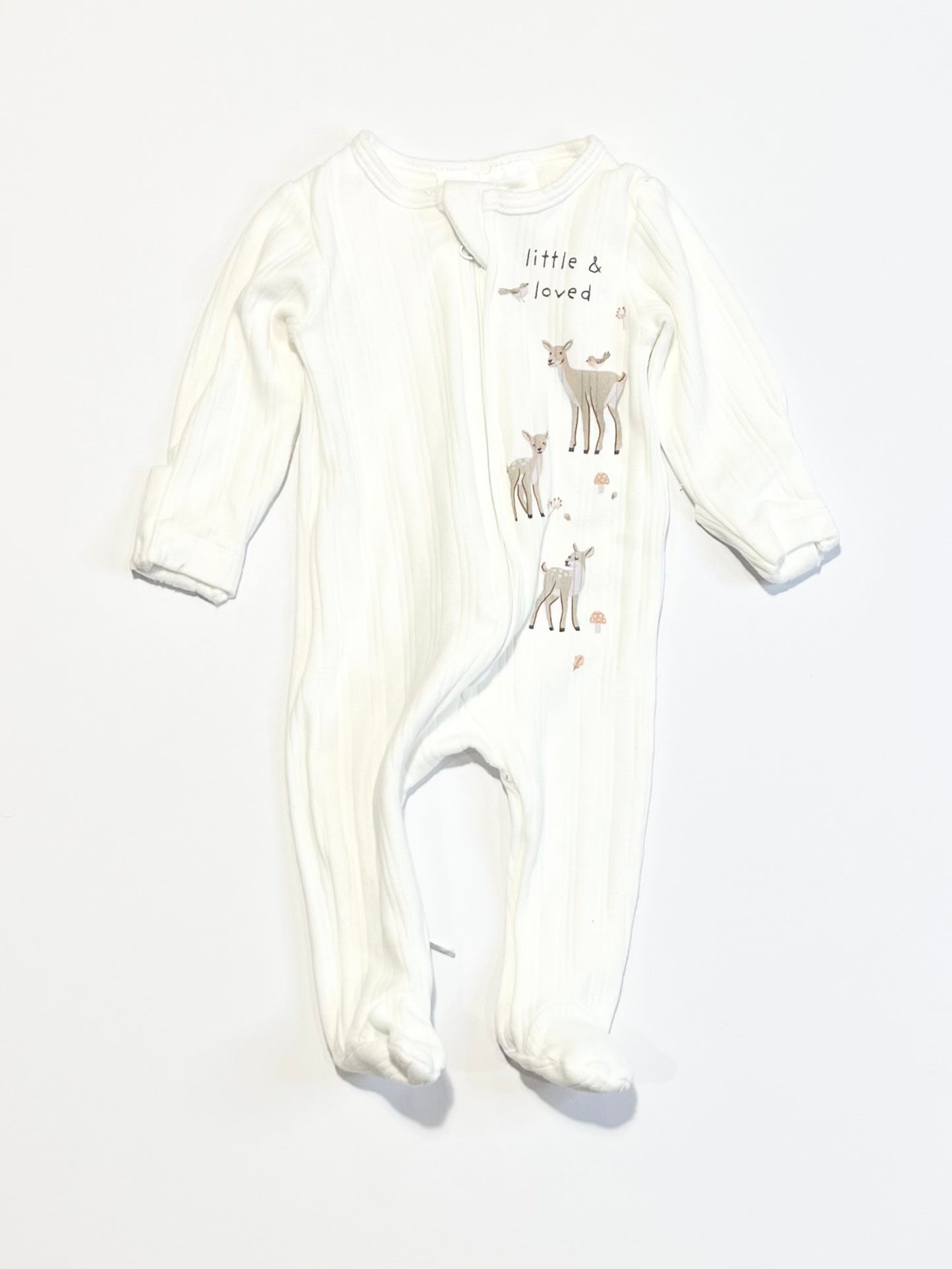 Ribbed deers zip onesie - Size 00000