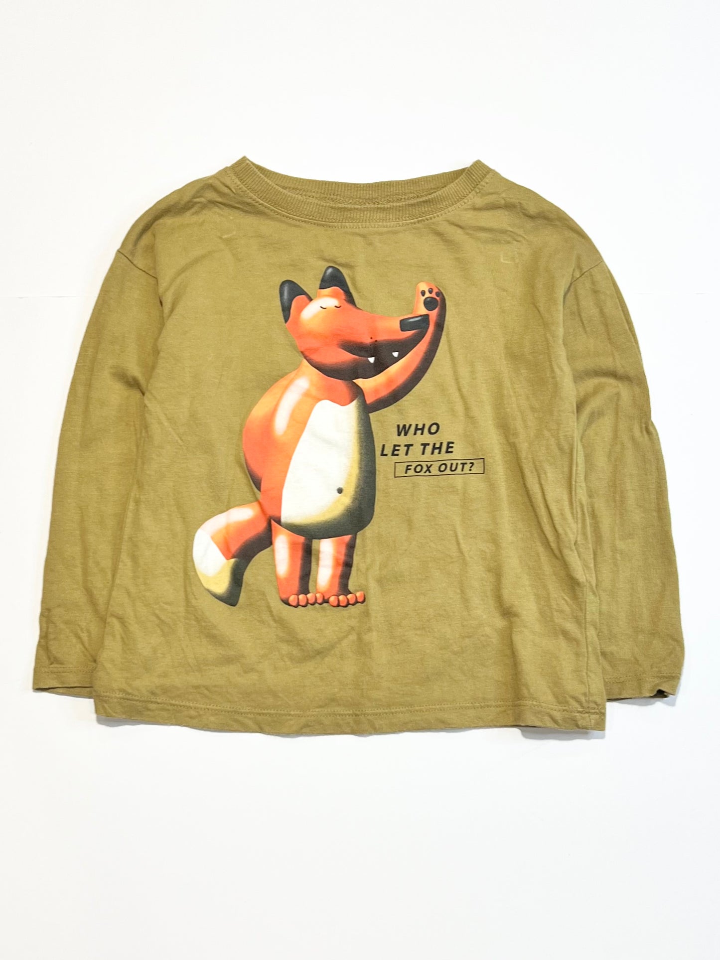Who let the fox out? top - Size 3-4