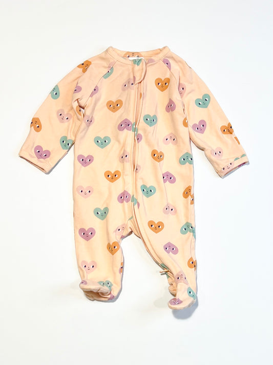 Hearts zip onesie - Size 0000