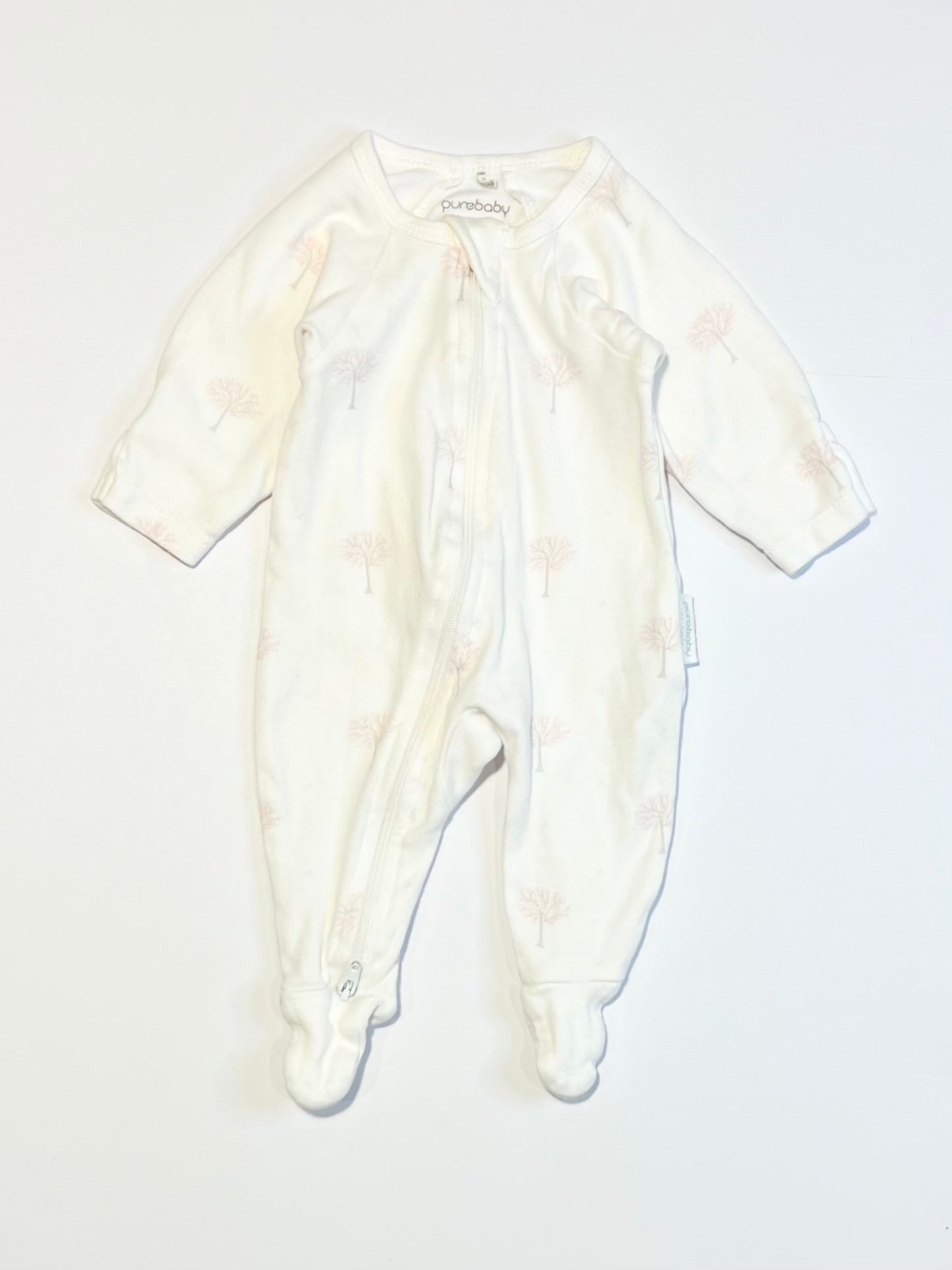 Pink trees zip onesie - Size 0000