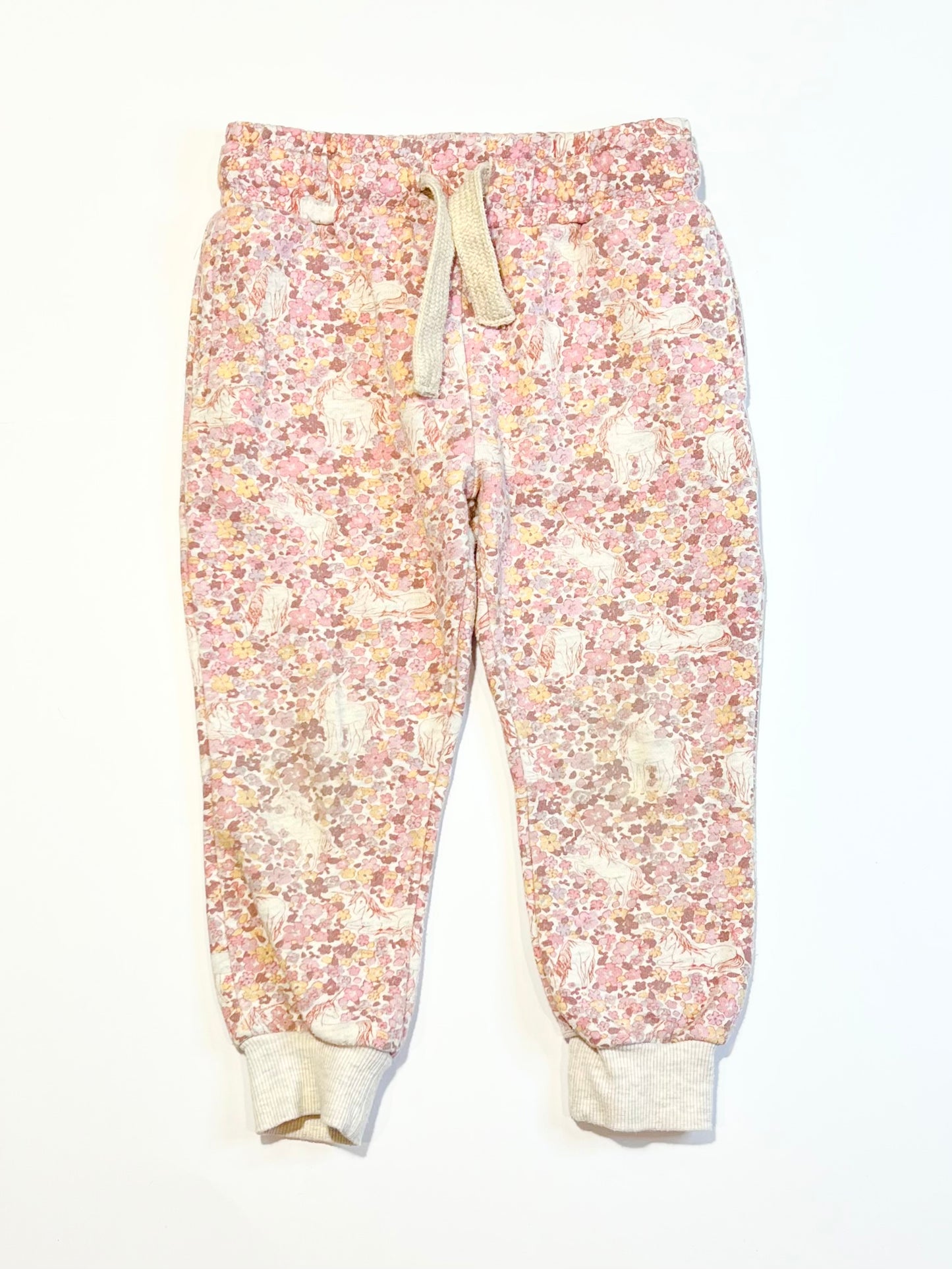 Floral unicorn trackies - Size 3