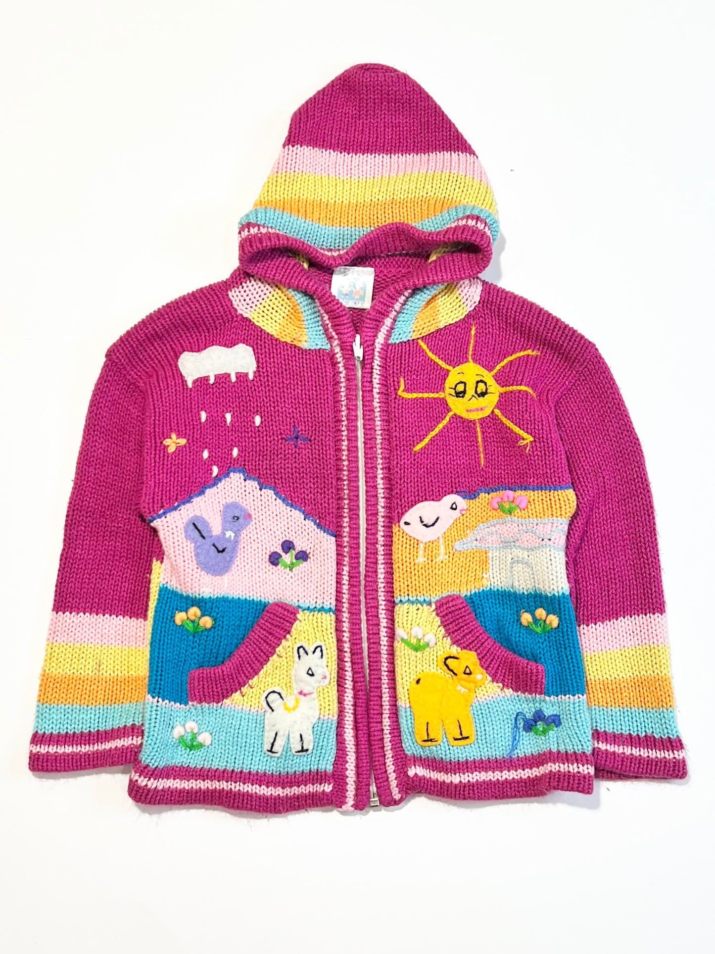 Pink knit zip hoodie - Size 2-3