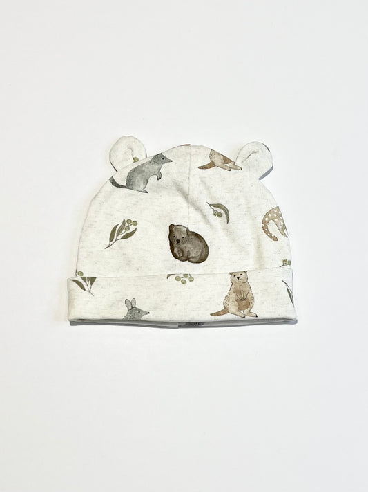 Aussie animals beanie - Size 0-6 months