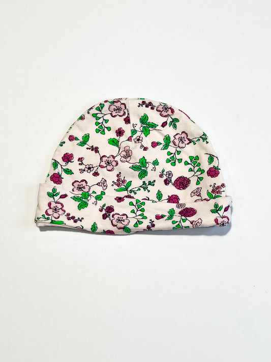 Pink floral beanie - Size 3-12 months