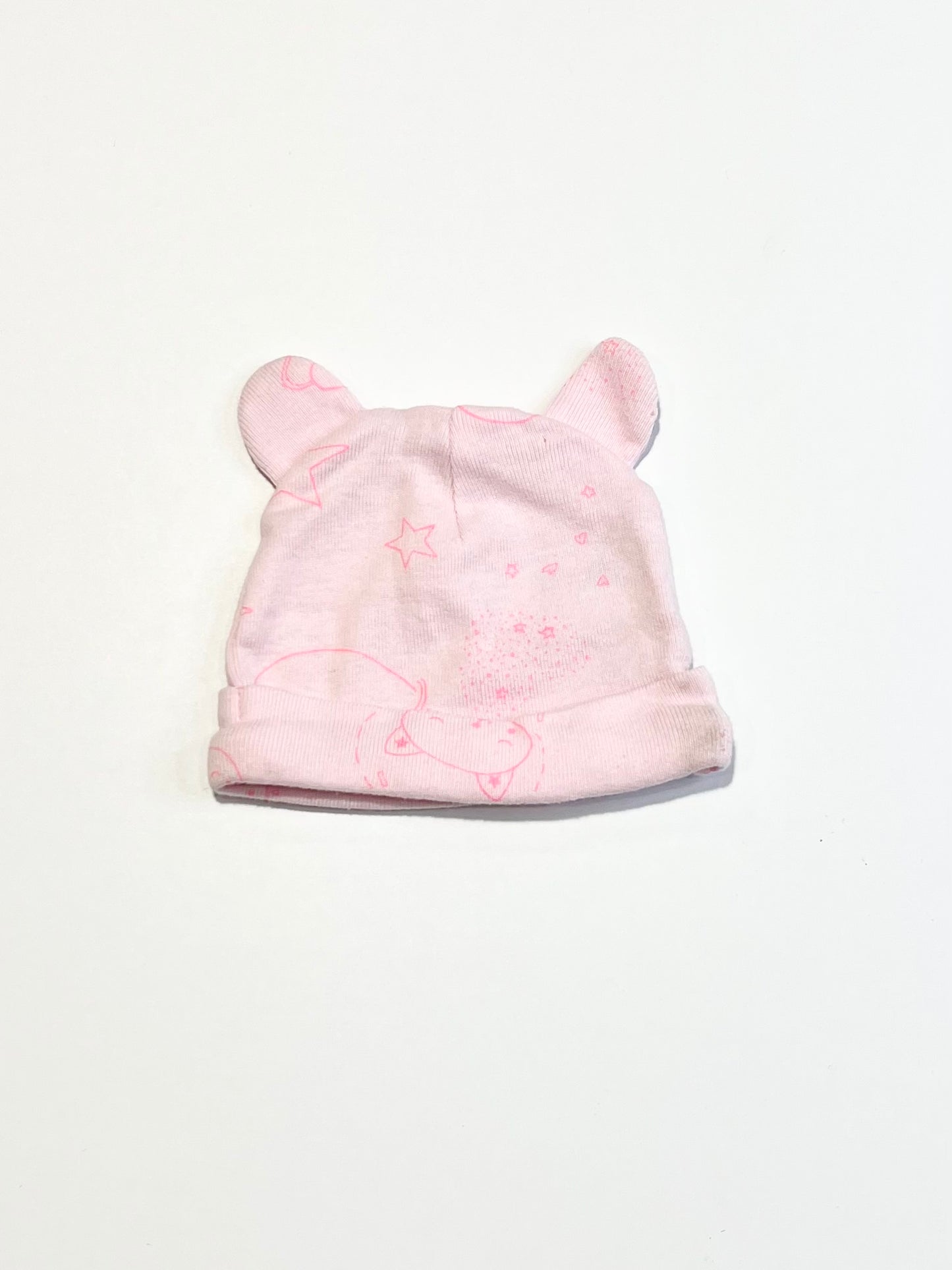 Pink ribbed beanie - Size prem-newborn