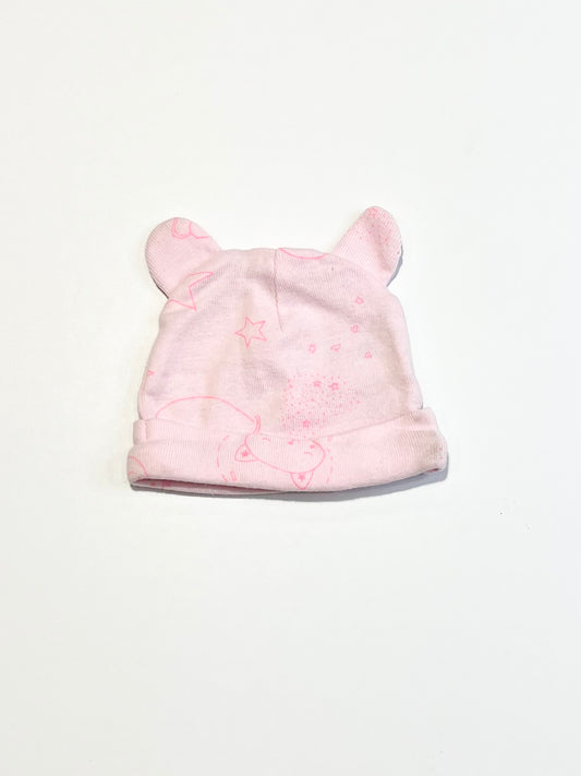 Pink ribbed beanie - Size prem-newborn