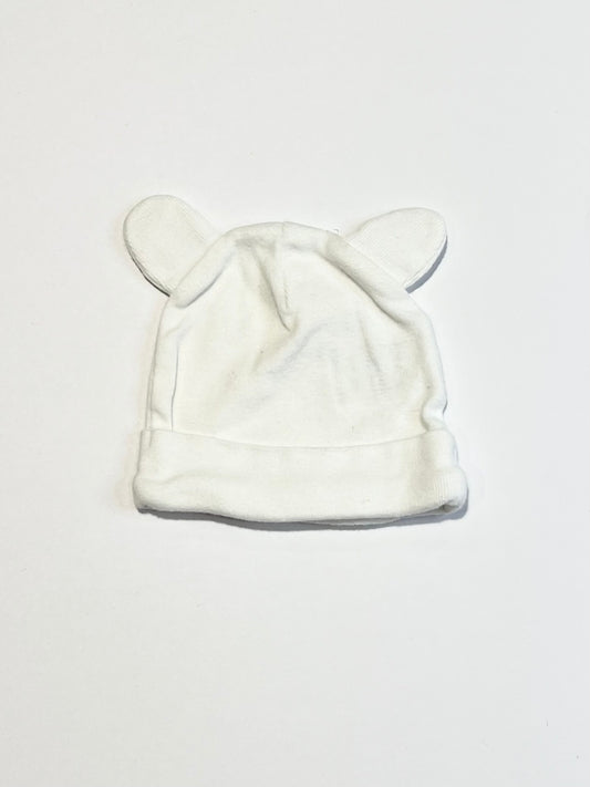 White ribbed beanie - Size prem-newborn