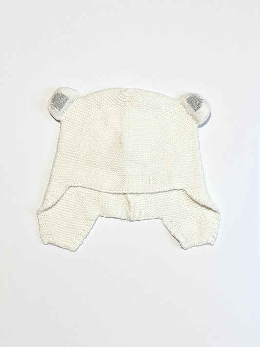 White knit beanie - Size 3-6 months
