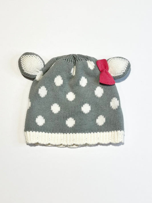 Spotty knit beanie - Size 6-12 months