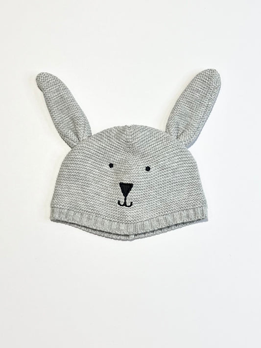 Grey bunny beanie - Size 0-3 months