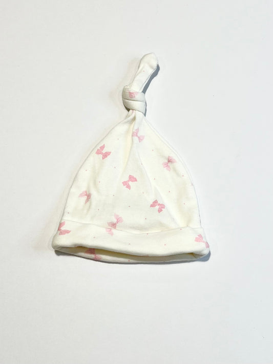 Pink bows beanie - Size newborn