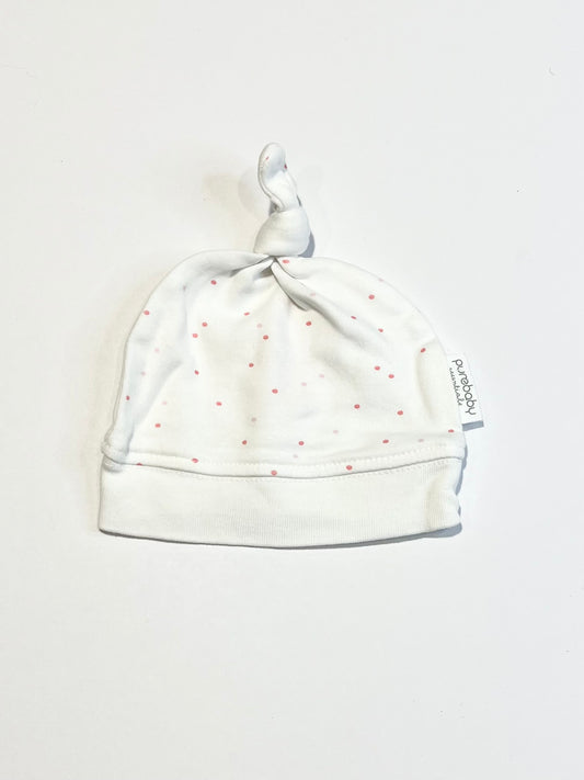 Spotty knot beanie - Size 0-3 months