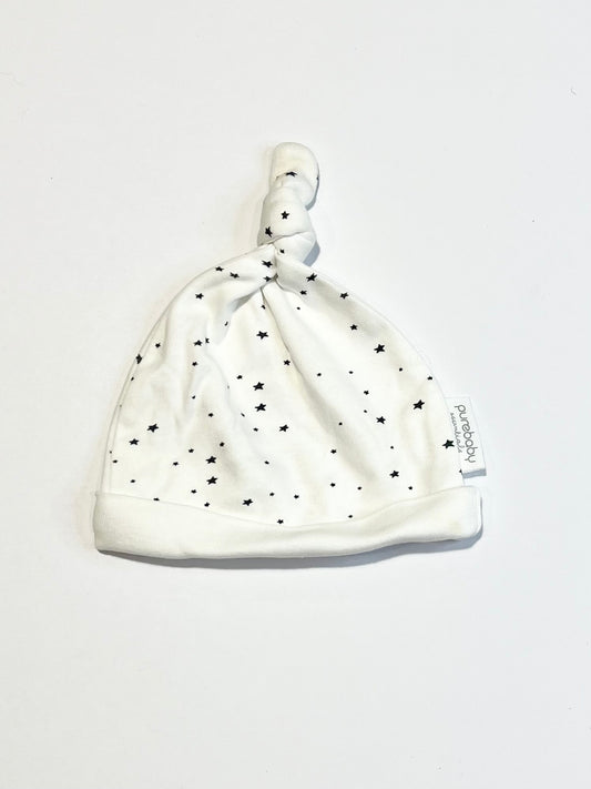 Navy stars beanie - Size 0-6 months