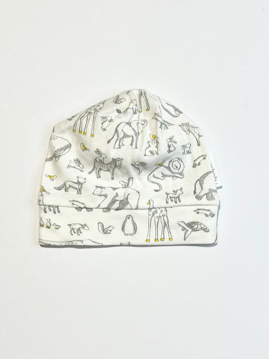 Ribbed animals beanie - Size 0-3 months