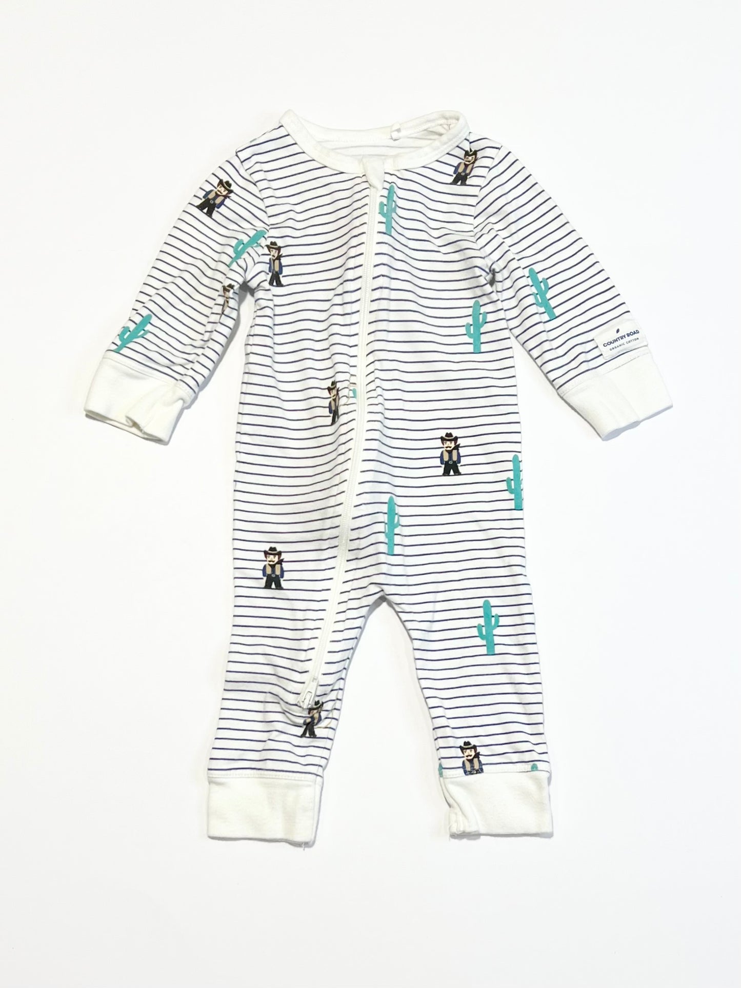 Striped cowboy zip onesie - Size 000