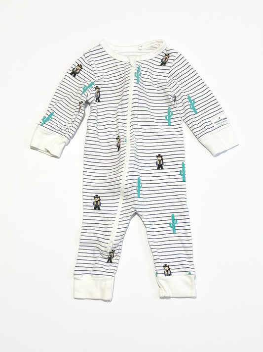 Striped cowboy zip onesie - Size 000