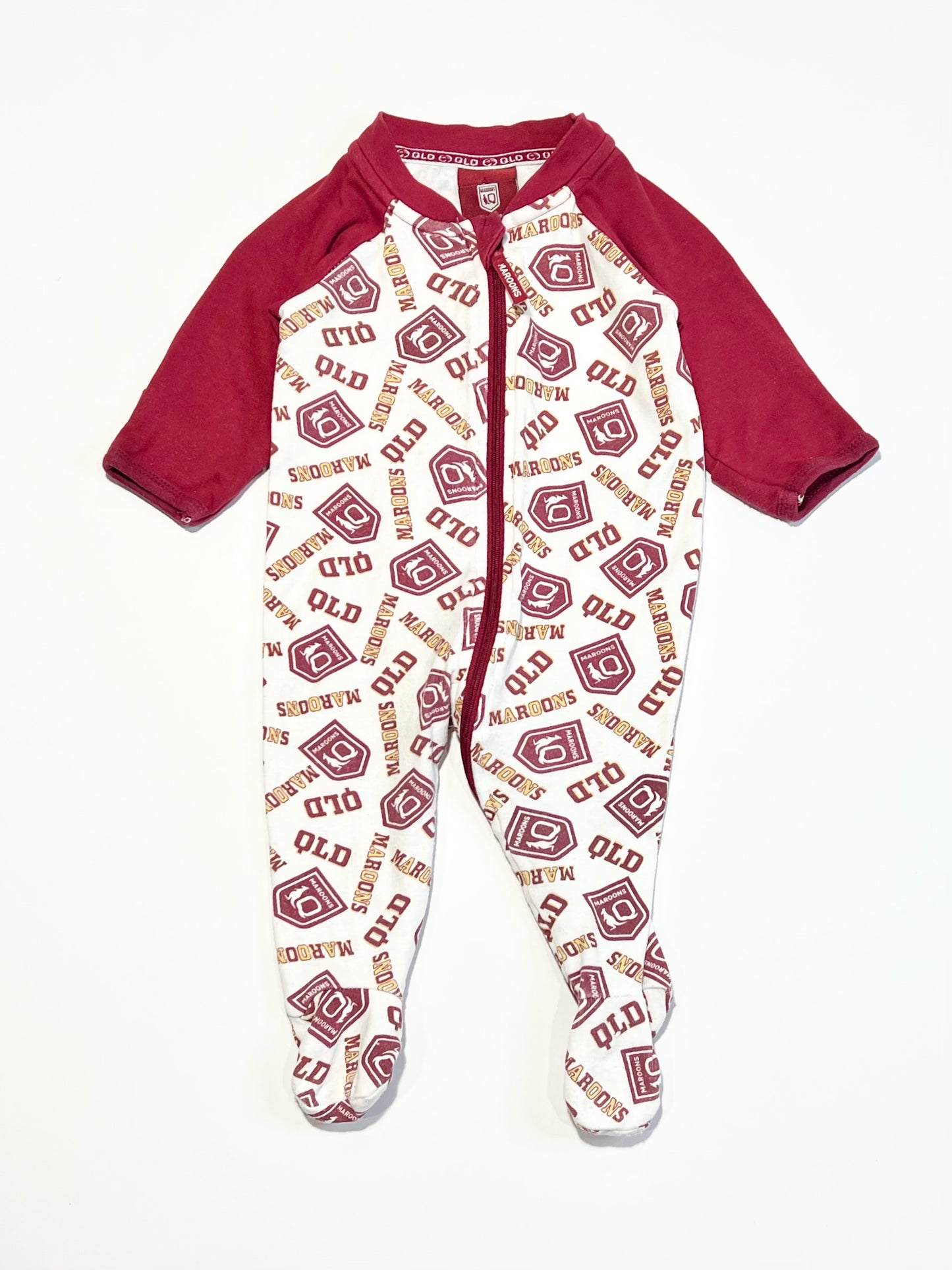 QLD Maroons zip onesie - Size 00