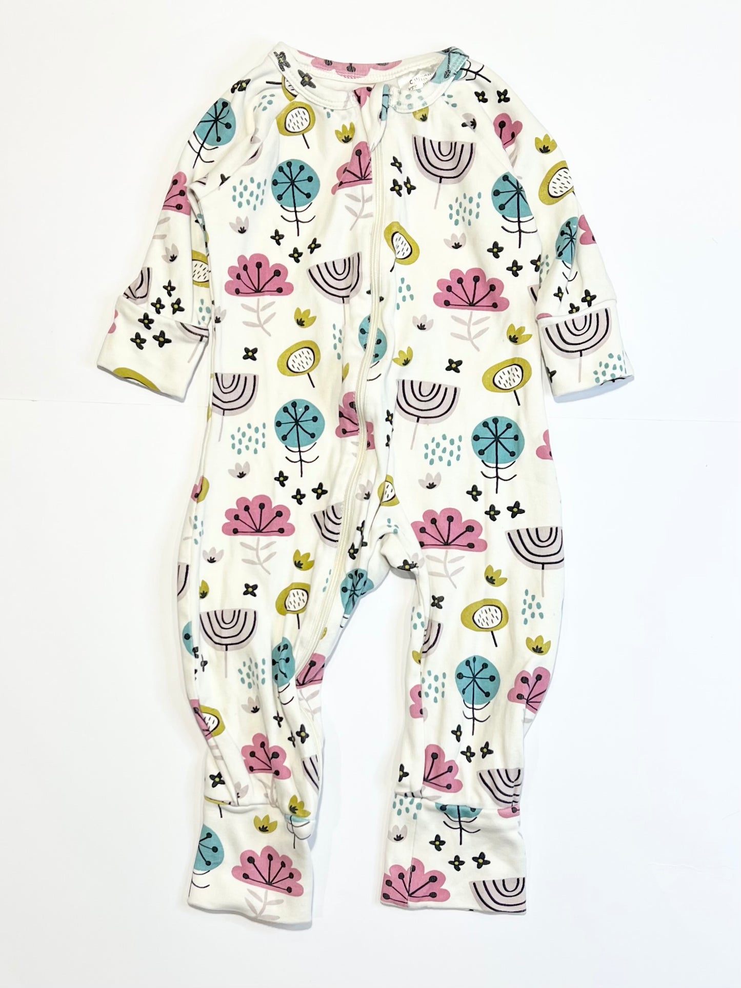 Floral zip onesie - Size 1