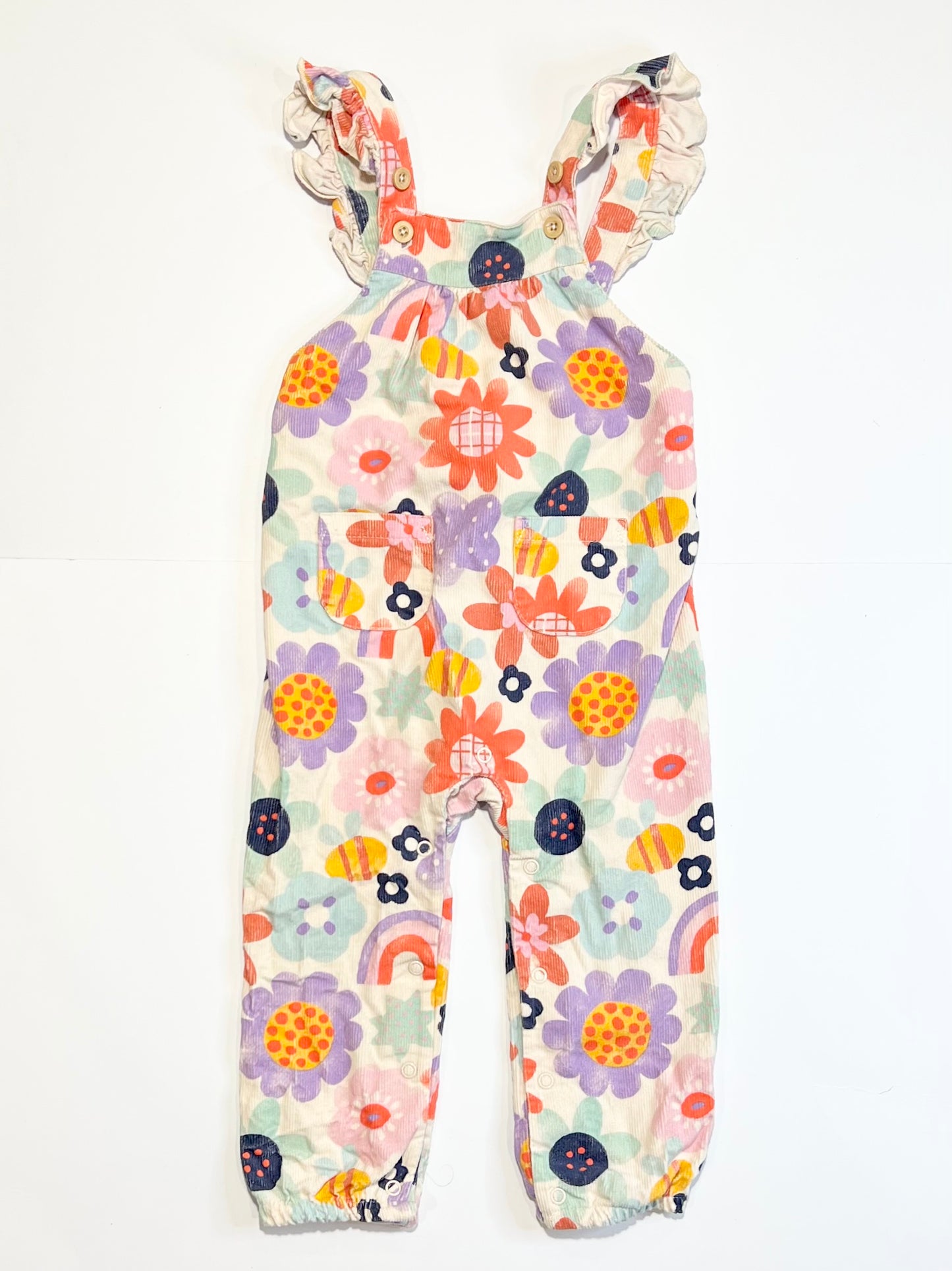 Floral corduroy overalls - Size 1