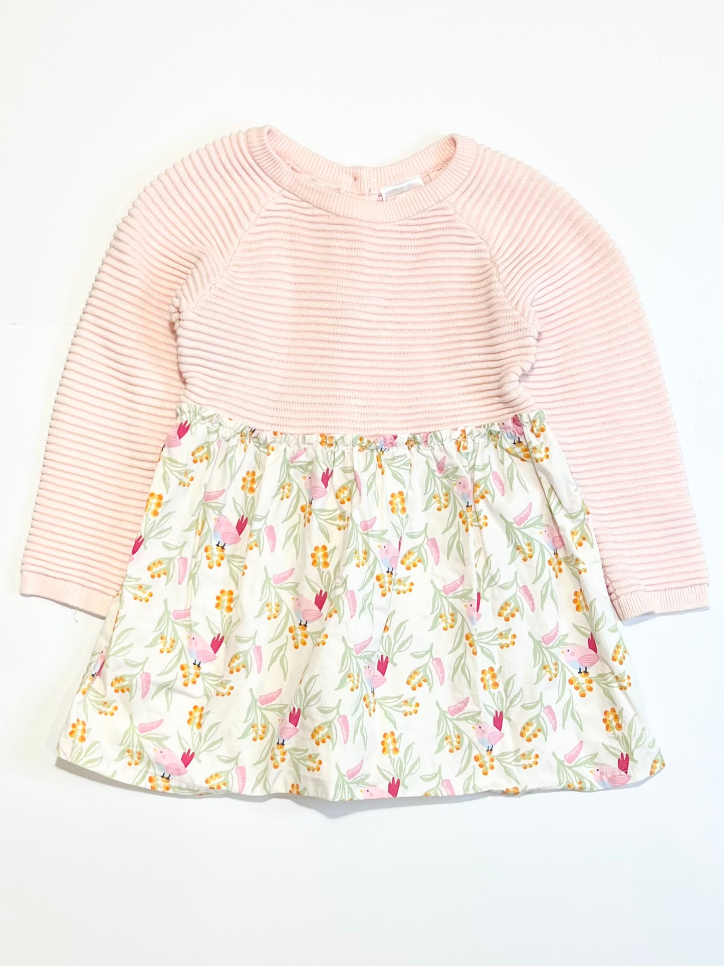Pink birds knit dress - Size 1
