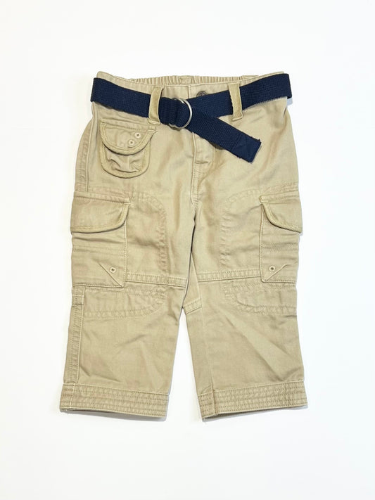 Tan belted pants - Size 6-9 months