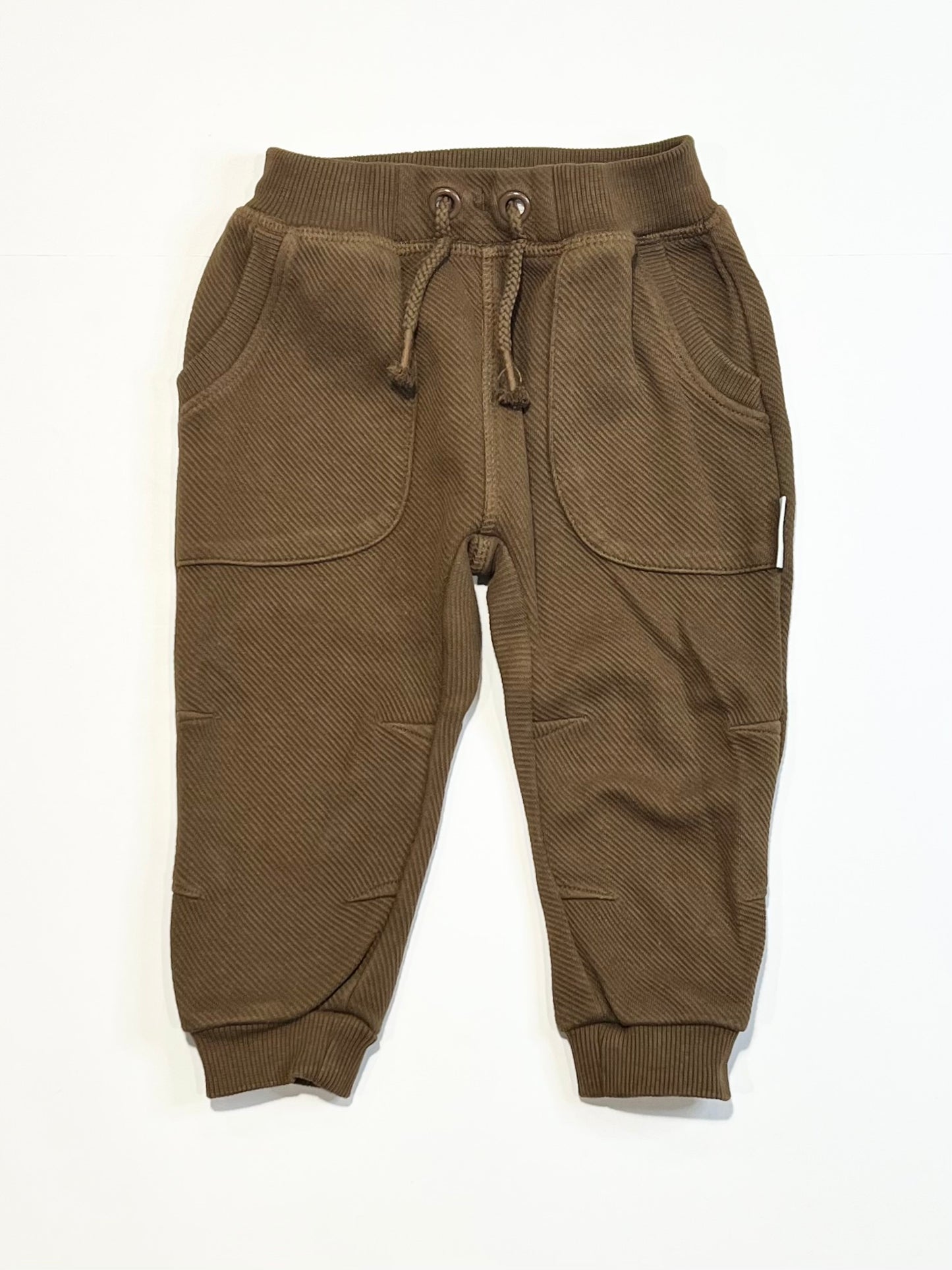 Brown textured trackies - Size 0