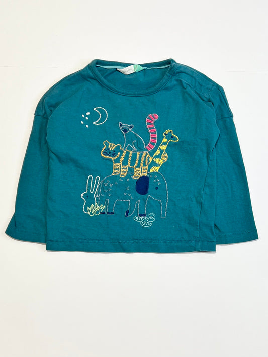 Embroidered animals top - Size 6-9 months