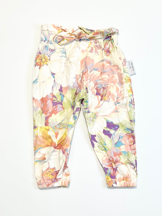 Floral cotton pants - Size 9-12 months