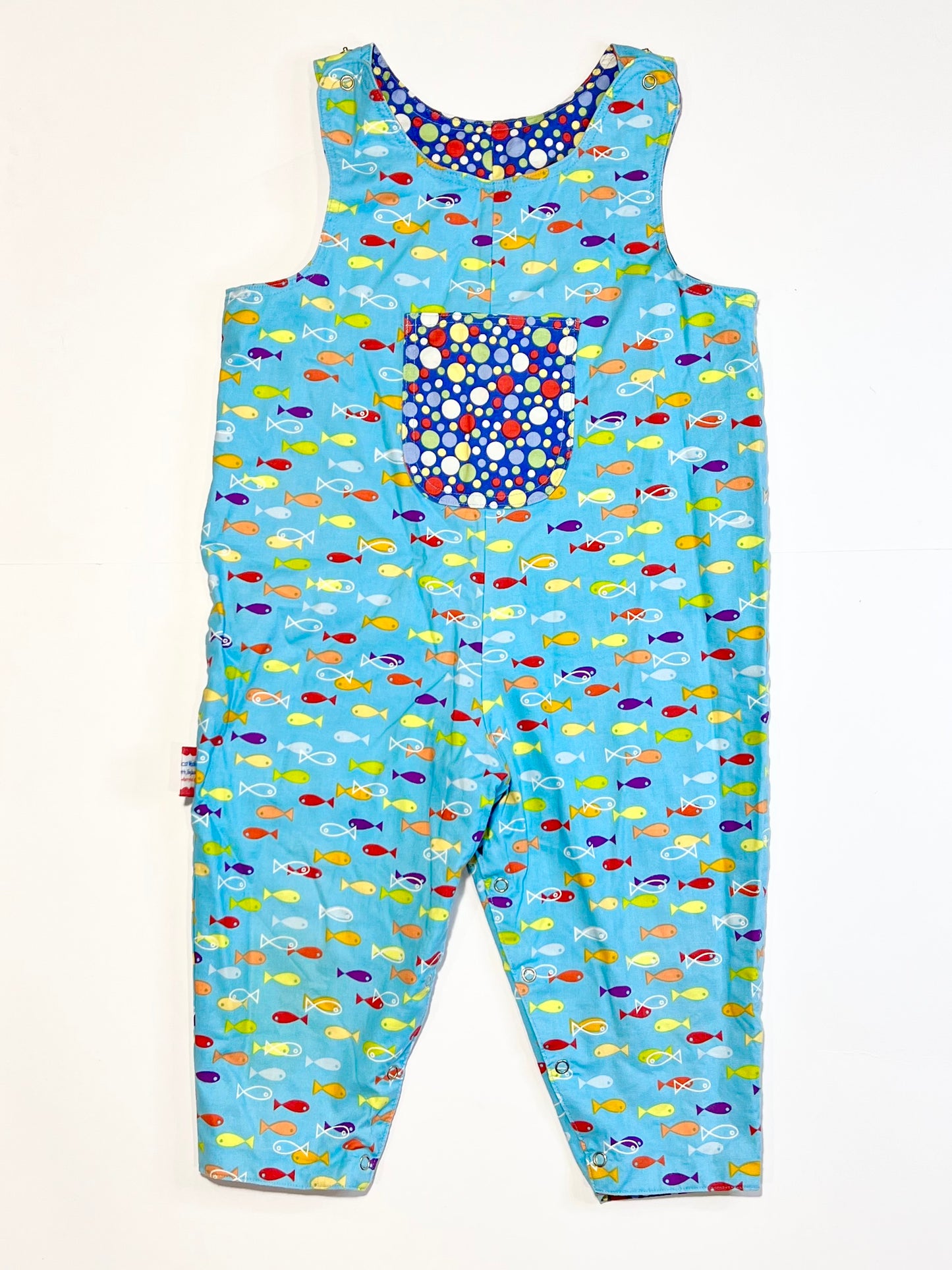 Blue fishy overalls - Size 2