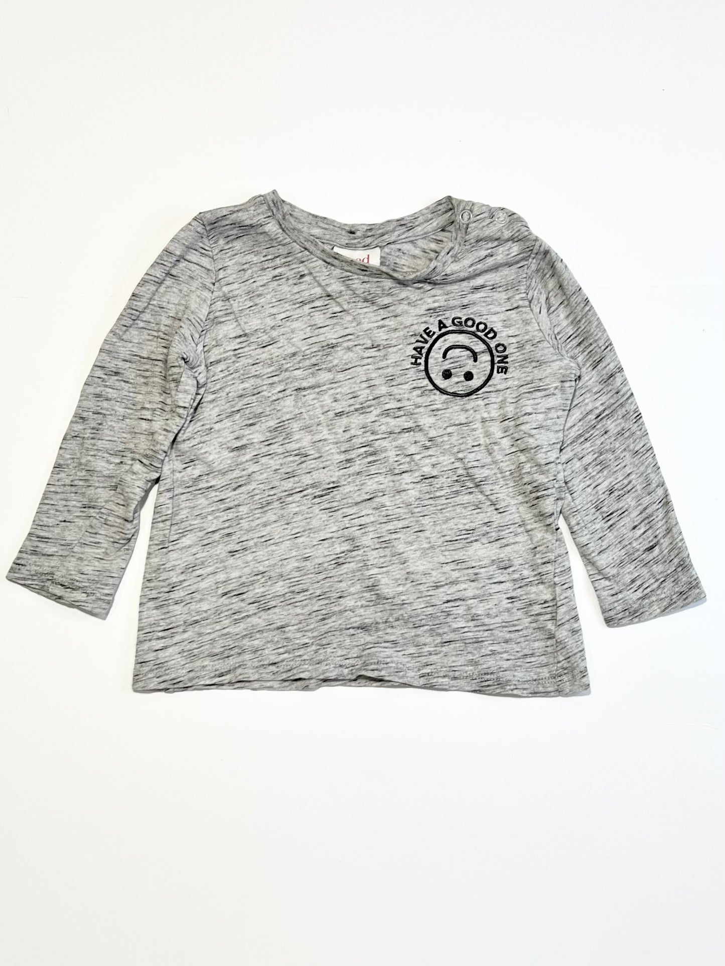 Grey smiley face top - Size 2