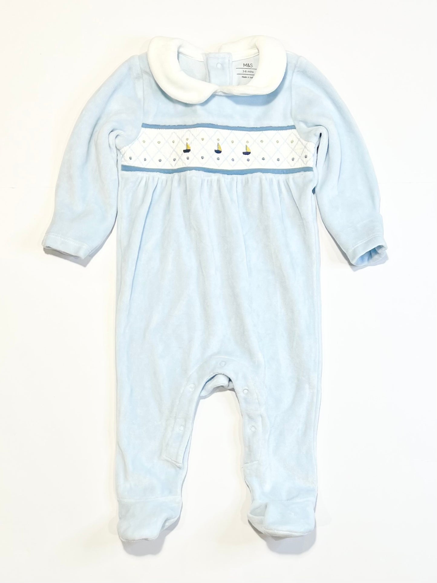 Sailboats velour onesie - Size 00