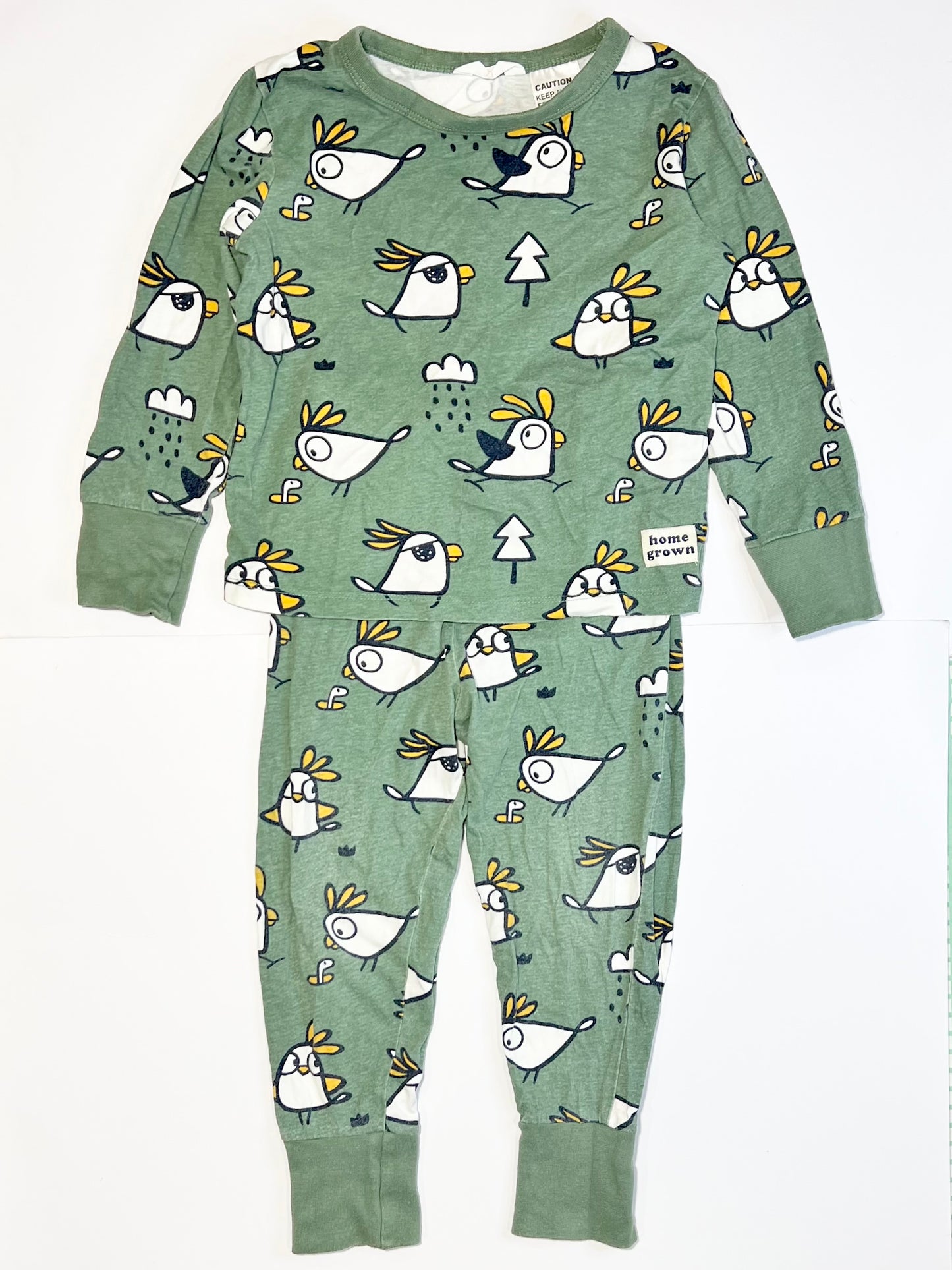 Green birds pyjamas - Size 3