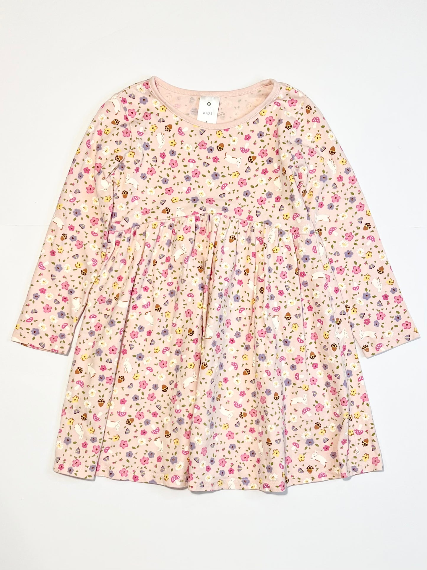 Flowers and bunnies jersey dress - Size 3