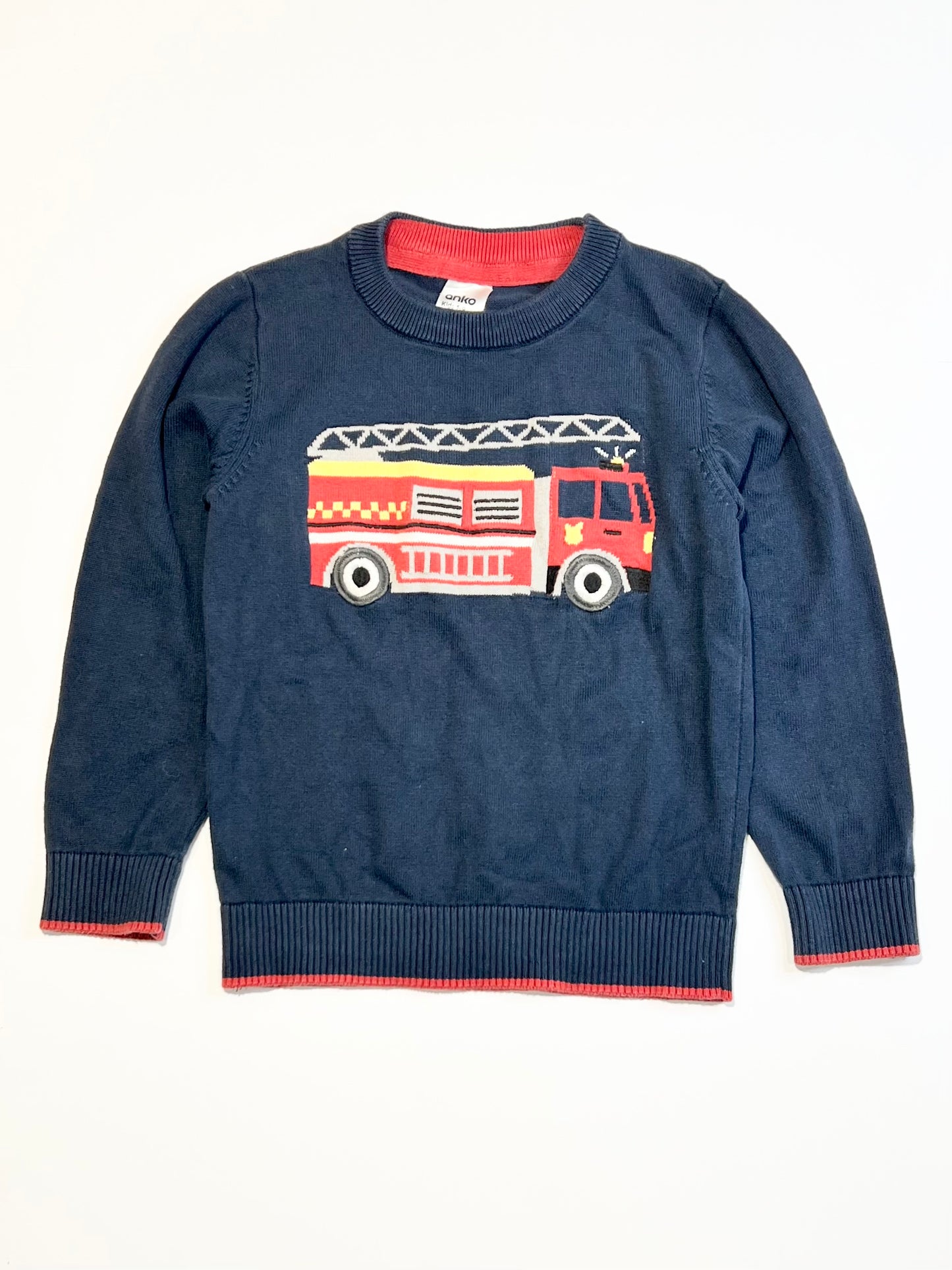 Fire truck knit jumper - Size 4