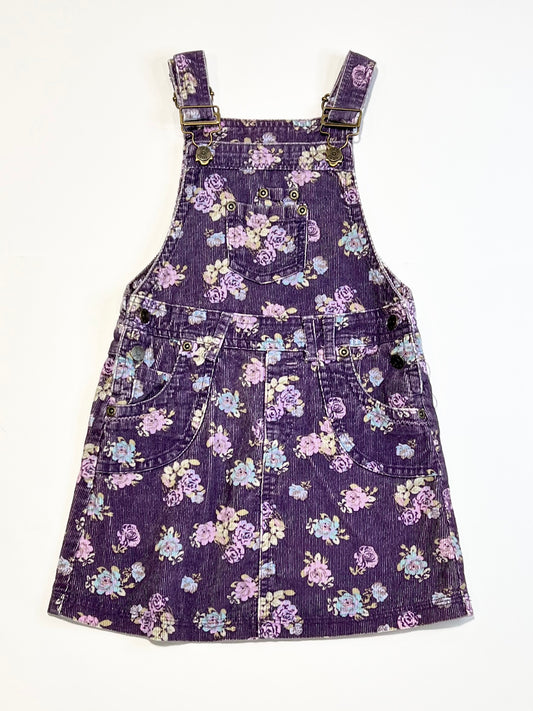 Floral corduroy pinafore - Size 4-5