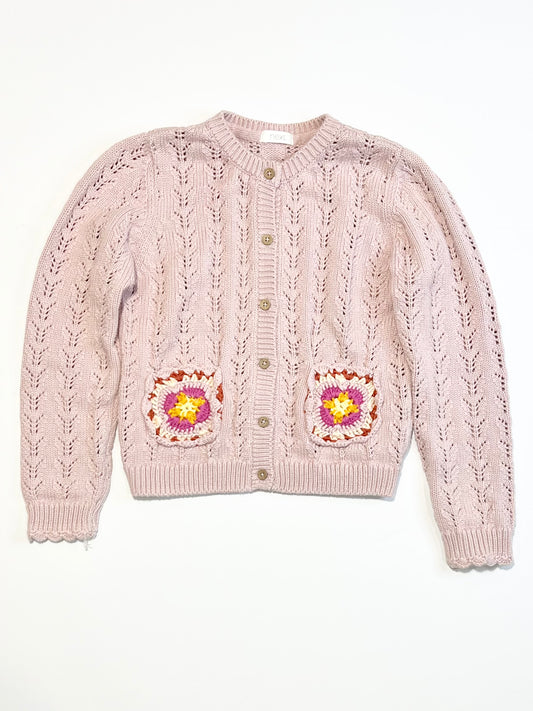 Pink crochet cardigan - Size 4-5