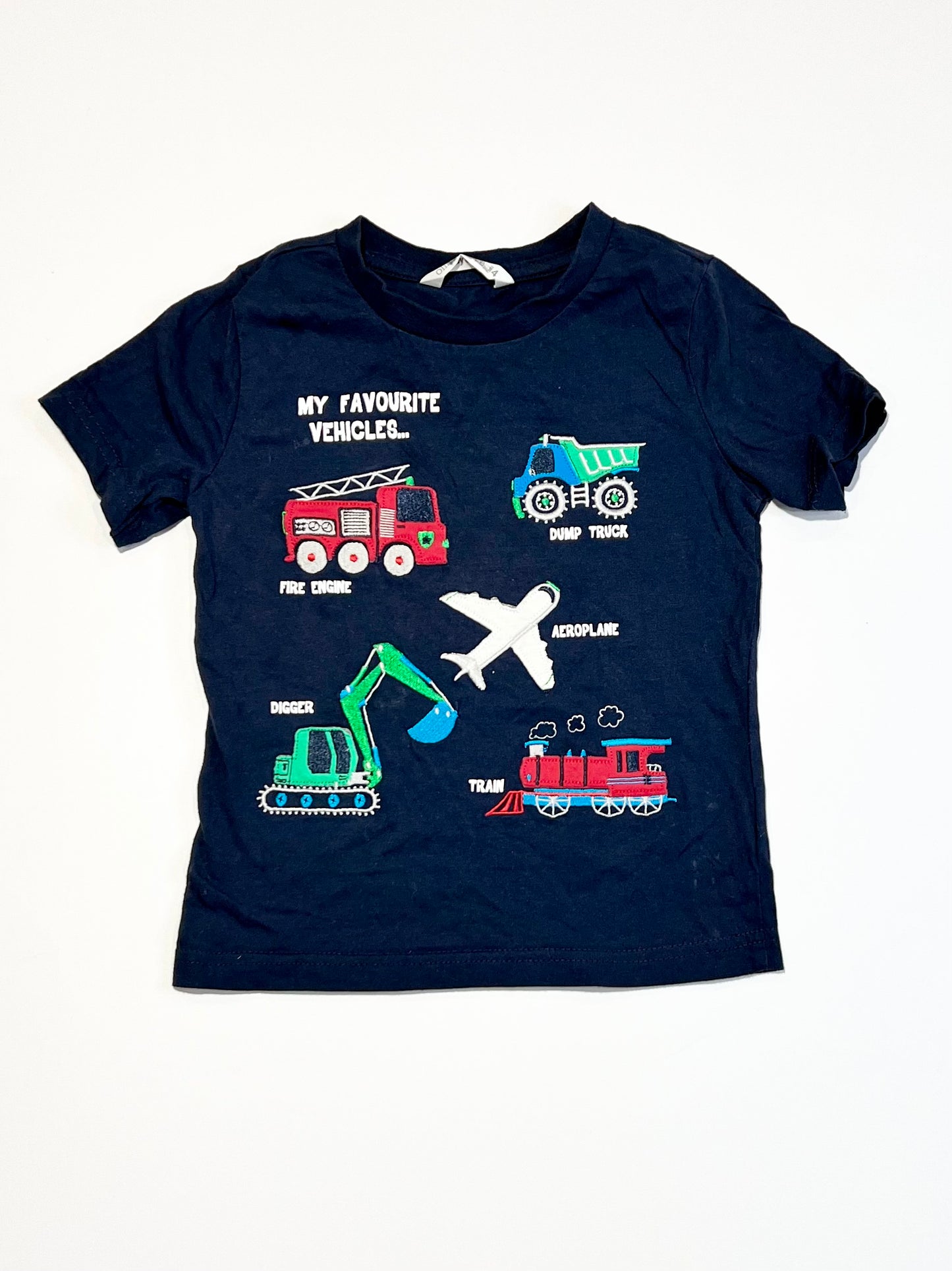 Navy vehicles tee - Size 4