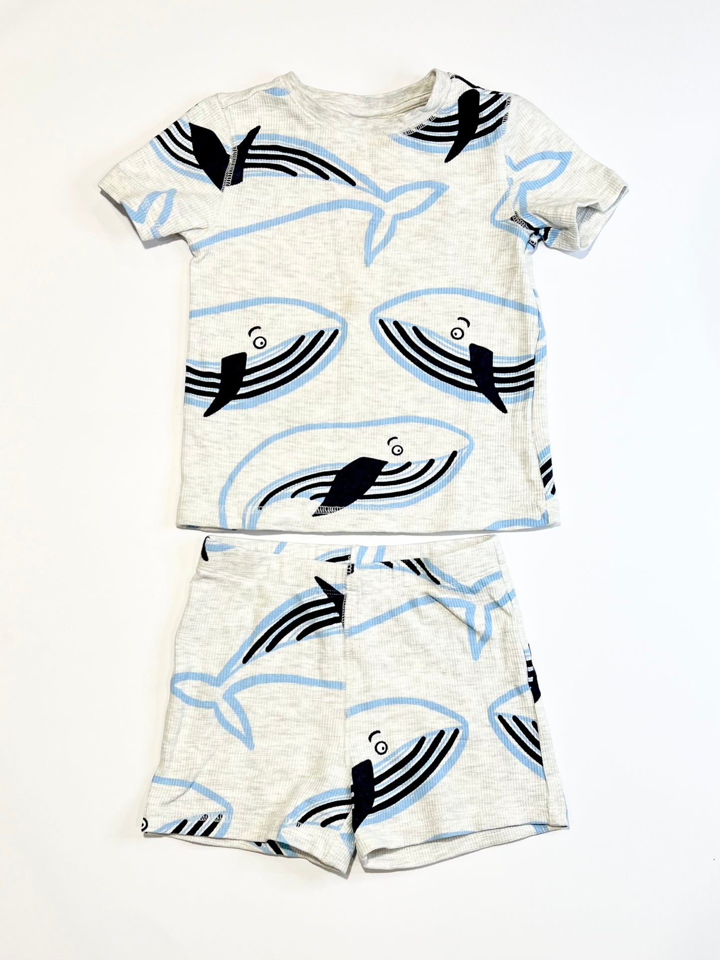 Waffle whale pyjamas - Size 2