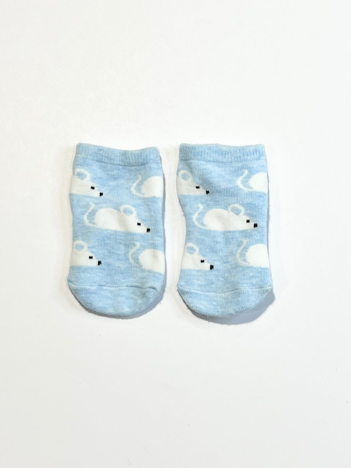 Blue mouse socks - Size 0-3 months