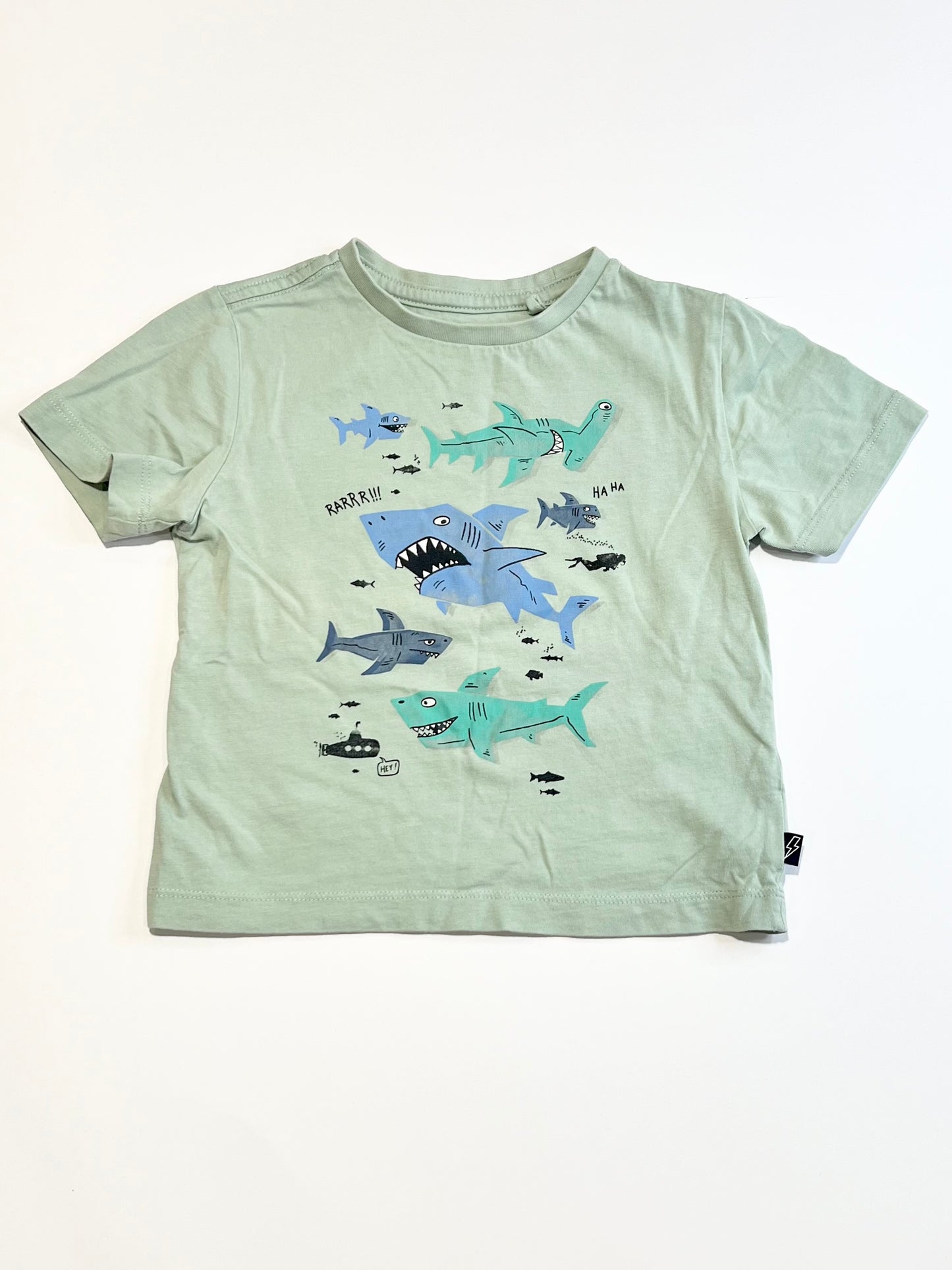 Green sharks tee - Size 2