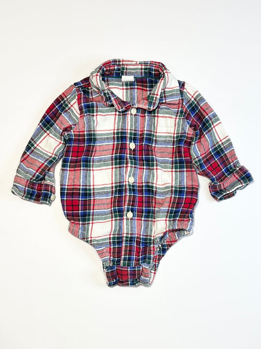 Flannelette shirt bodysuit - Size 0